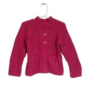 Carters Girls 4T Pink Button Up Knit Cardigan Sweater Pockets‎ Toddler